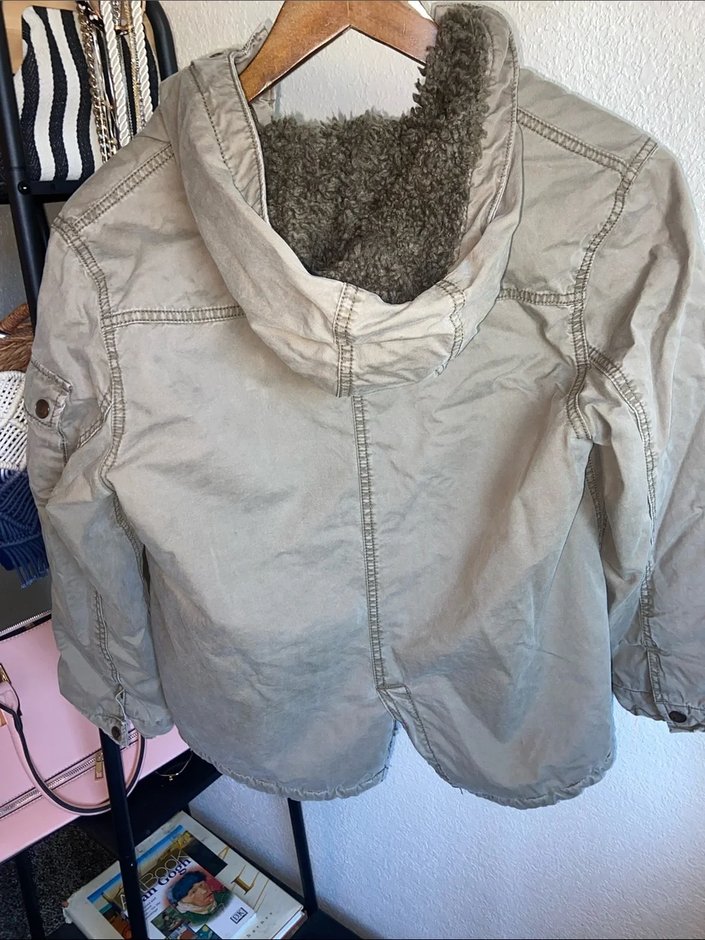 Place Tan Hooded Sherpa-Lined Field Jacket